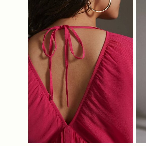 Nwt Letmebe Anthropologie Forever That Girl Sheer Flowy Mini Dress blouse S - Picture 3 of 15